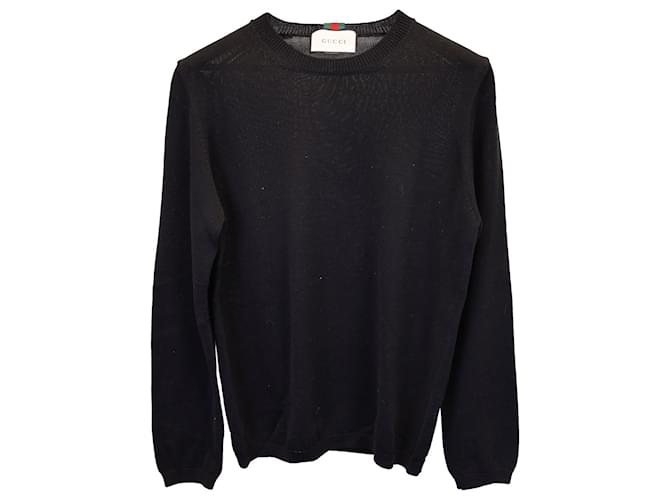 Gucci-Pullover mit Rundhalsausschnitt aus schwarzer Baumwolle  ref.1174815