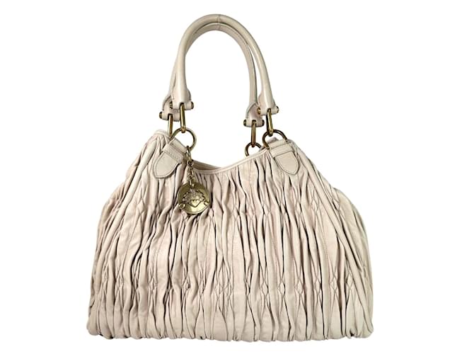 Bally Nappa Wrinkled Caryne Handbag Beige Leather  ref.1174817