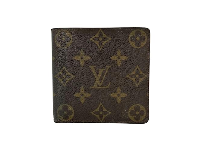 Louis Vuitton Monedero Marco Portefeuille con monograma M61675 Castaño Lienzo  ref.1174822