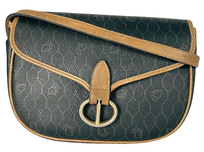 Dior Honeycomb Canvas Crossbody Bag Black Cloth  ref.1174827