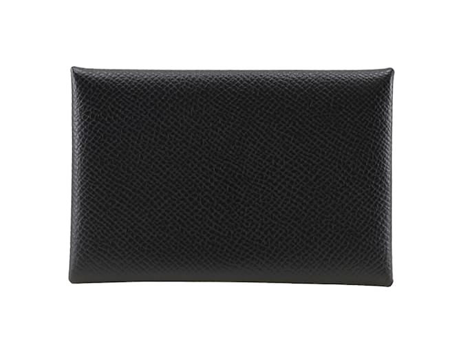 Hermès Epsom Calvi Duo Card Case Black Leather Pony-style calfskin  ref.1174828