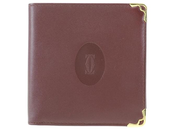 Cartier Mustline Bifold wallet Red Leather Pony-style calfskin  ref.1174845