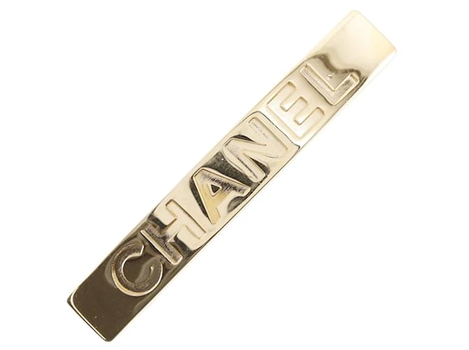 Chanel Barette de cabelo Valleta com logotipo Dourado Metal  ref.1174847
