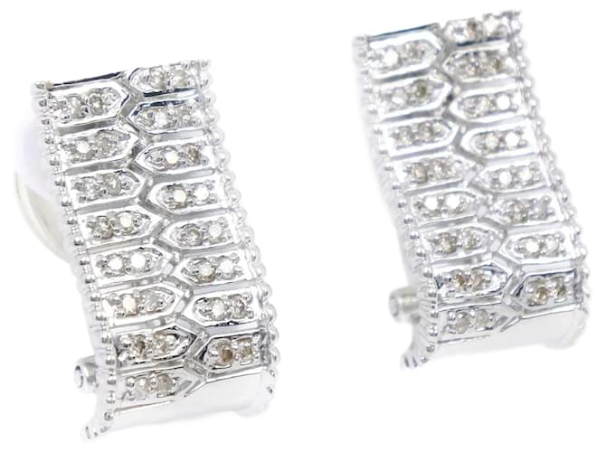 & Other Stories 18K Diamond Clip On Earrings Silvery Metal  ref.1174849
