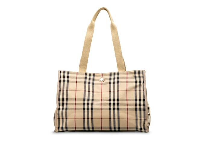Burberry House Check Canvas Tote Bag Brown Cloth  ref.1174963