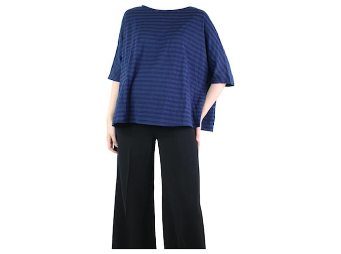 Autre Marque Blue long-sleeved striped t-shirt - size UK 10 Cotton  ref.1175000
