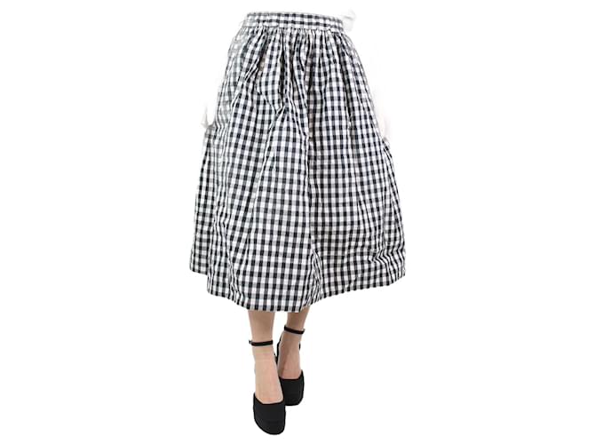 Autre Marque Black and white gingham flared skirt - size L Blue Polyester  ref.1175016