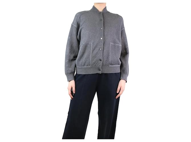 Brunello Cucinelli Grey cotton net cardigan - size M  ref.1175022