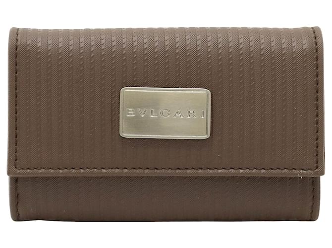 Bulgari Key holder Brown Leather  ref.1175053
