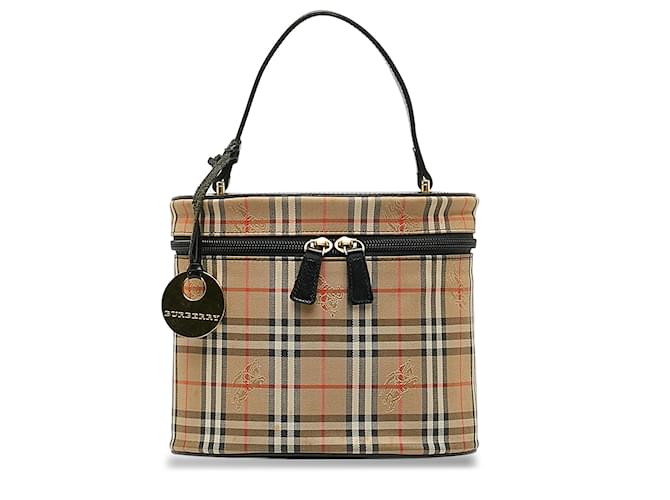Burberry Brown Haymarket Check Vanity Bag Beige Cloth Cloth  ref.1175120