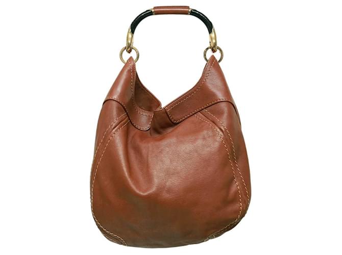 Jimmy Choo Brown Leather Sturdy Handle Hobo Shopper Shoulder bag Handbag Camel  ref.1175187