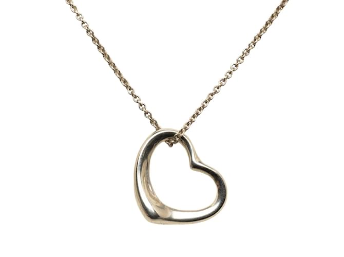 Autre Marque Open Heart Pendant Necklace Silvery Silver Metal  ref.1175211