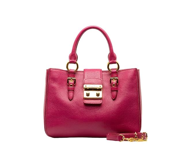 Miu Miu Madras Leather Handbag Pink Pony-style calfskin  ref.1175237