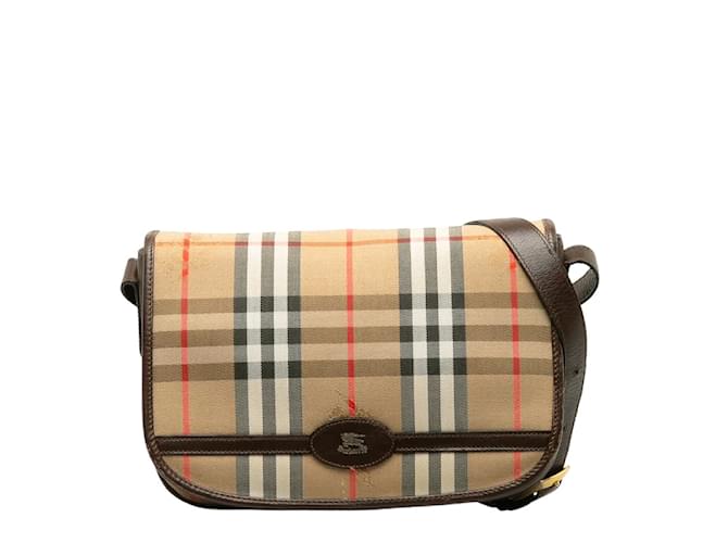 Burberry Haymarket Check Canvas Shoulder Bag Brown Cloth  ref.1175241
