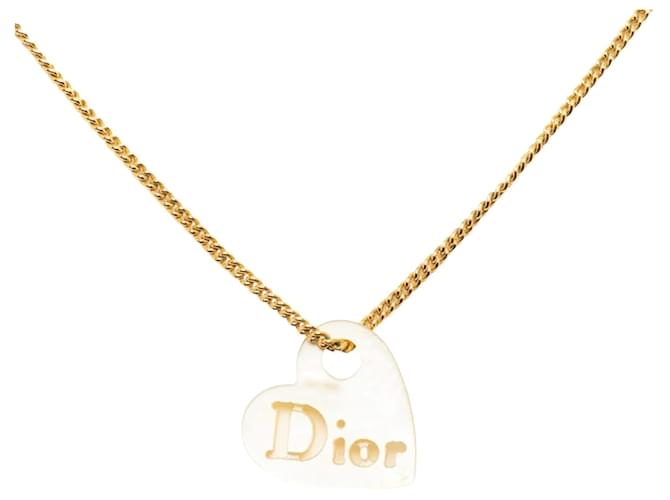 Dior Colar com pingente de coração em concha Dourado Metal  ref.1175253