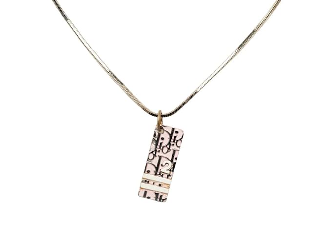 Dior Collana con pendente in argento con monogramma obliquo Metallo  ref.1175259