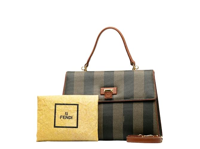 Fendi Pequin Canvas Handbag Brown Cloth  ref.1175262