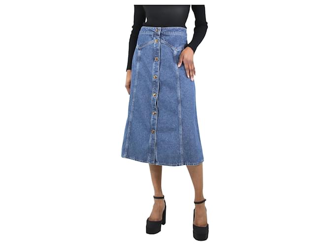 Chloé Blue faded denim midi skirt - size UK 8 Cotton  ref.1175273
