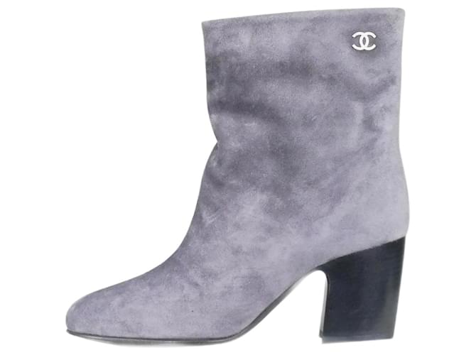 Chanel Grey suede boots - size EU 36.5  ref.1175281