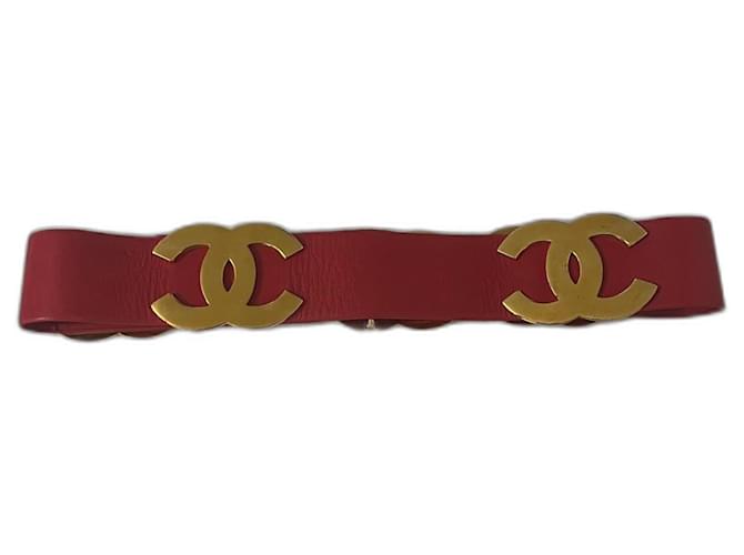 Chanel Vintage red belt Leather  ref.1175298