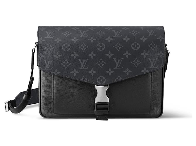 Louis Vuitton LV Messenger Taigarama Black Leather  ref.1175306