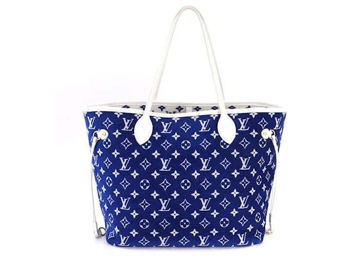 Louis Vuitton Match LV Neverfull MM Blue Limited Edition very good condition Light blue Leather Cotton  ref.1175313