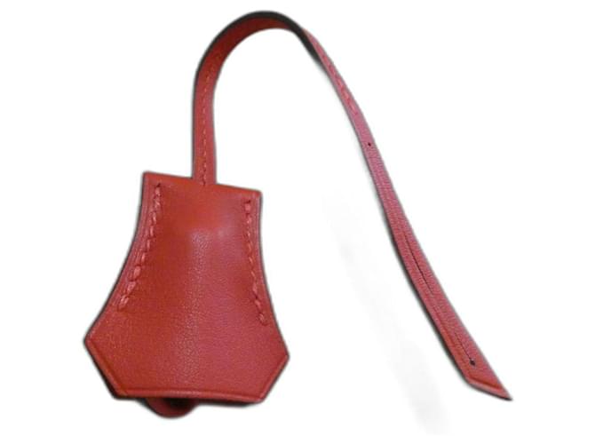 clochette , cremallera para nuevo candado Hermès para bolsa Hermès caja guardapolvo Roja Cuero  ref.1175368