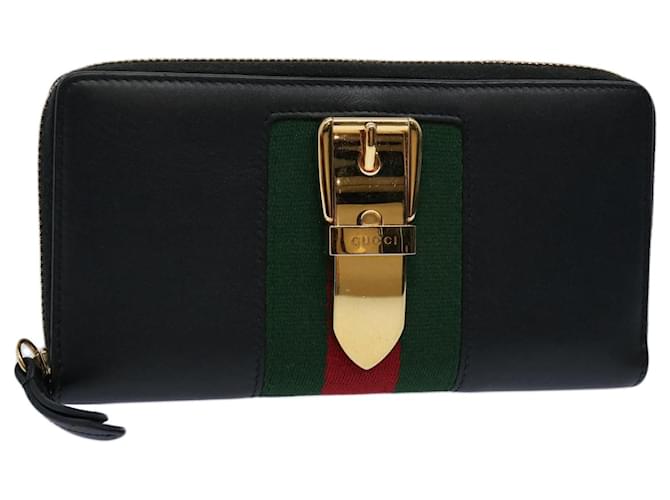 GUCCI Silvi Web Sherry Line Long Wallet Leather Black Red 476083 auth 60085A  ref.1175389
