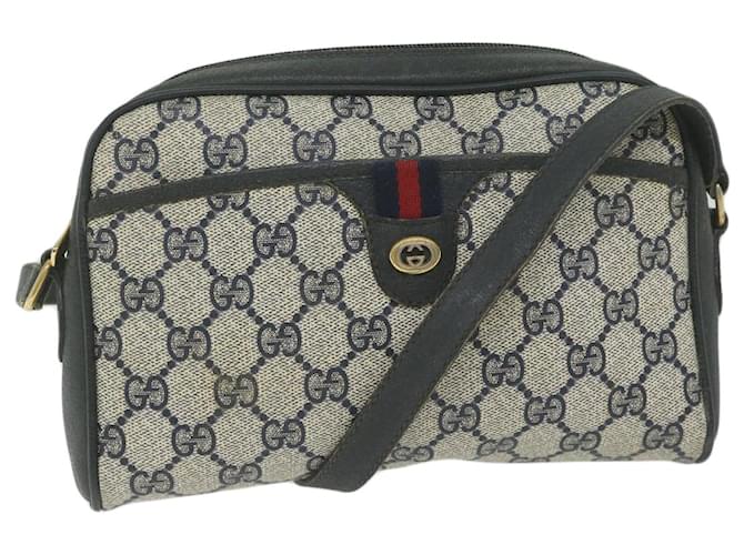GUCCI GG Supreme Sherry Line Shoulder Bag Red Navy 116 02 089 Auth bs10531 Navy blue  ref.1175395