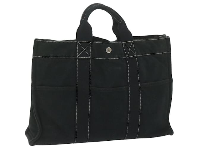 Hermès HERMES Deauville GM Tote Bag Canvas Black Auth 61504 Cloth  ref.1175456