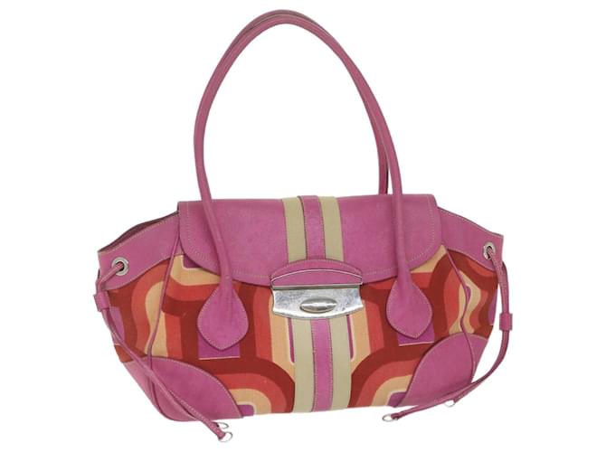 PRADA Hand Bag Canvas Leather Pink Auth yb438 Cloth  ref.1175483