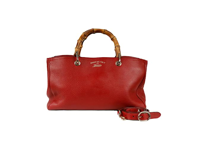 Gucci Einkaufstasche aus Bambus Rot  ref.1175517