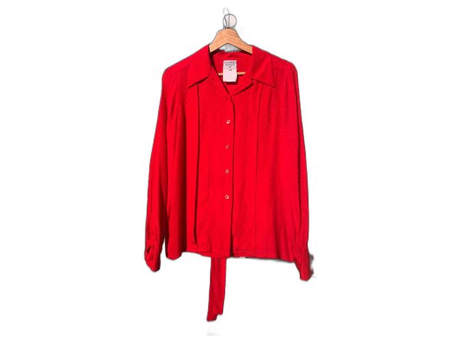 Top de seda rojo Chanel Roja