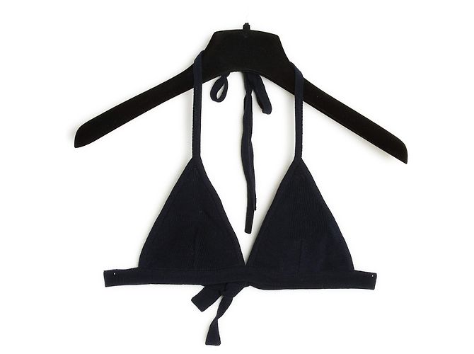 1995s Chanel Top Mini bralette in lana e seta blu scuro Blu navy