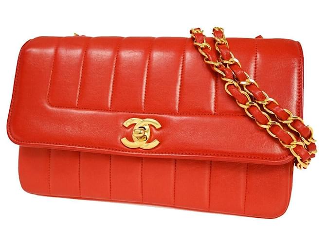 Chanel Mademoiselle Rot Leder  ref.1175549