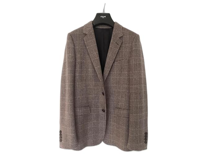 Céline Prince of Wales jacket Light brown Cashmere Wool  ref.1175567