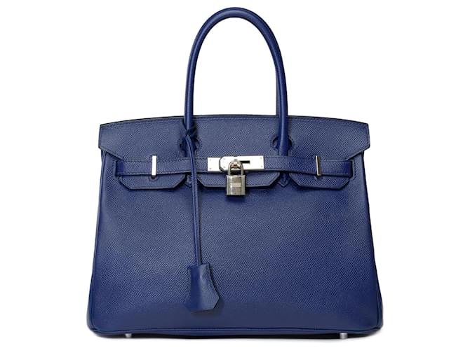 Hermès HERMES BIRKIN BAG 30 in Blue Leather - 101491  ref.1175764