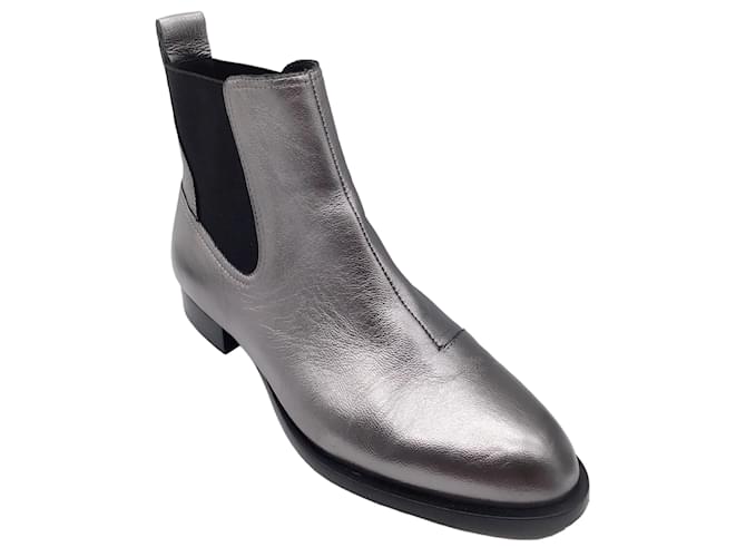 Autre Marque Rag & Bone Silver Metallic Pull-On Leather Ankle Boots Silvery  ref.1175785