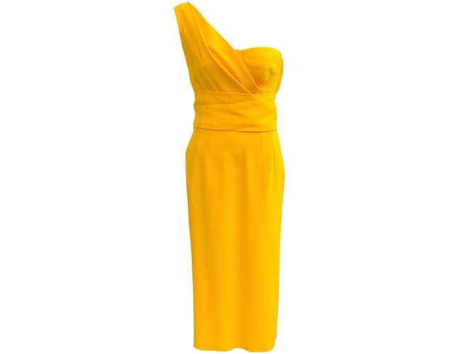 Autre Marque Dolce & Gabbana Yellow One Shoulder Bustier Dress Viscose  ref.1175794