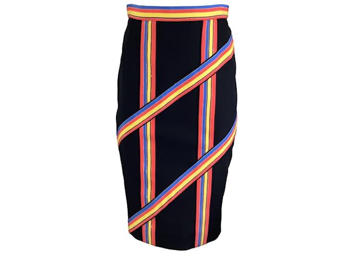 Autre Marque Peter Pilotto Black Multi Stripe Jacquard Skirt Synthetic  ref.1175807
