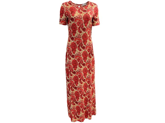 Paco Rabanne Coral Jacquard Knit Maxi Dress Red Viscose  ref.1175808