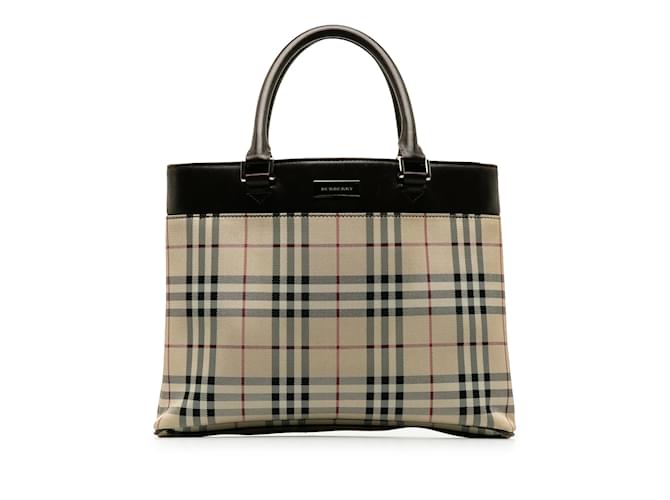 Brown Burberry House Check Handbag Leather  ref.1175854
