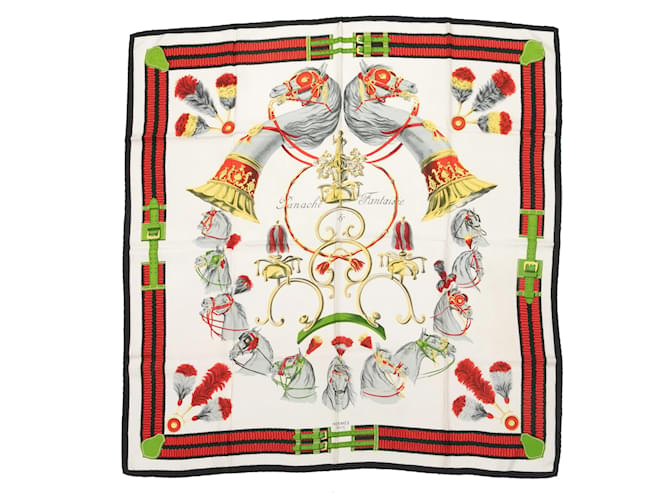 Hermès Lenço de seda estampado com motivo Hermes Panache & Fantaisie branco e multicolorido  ref.1175870