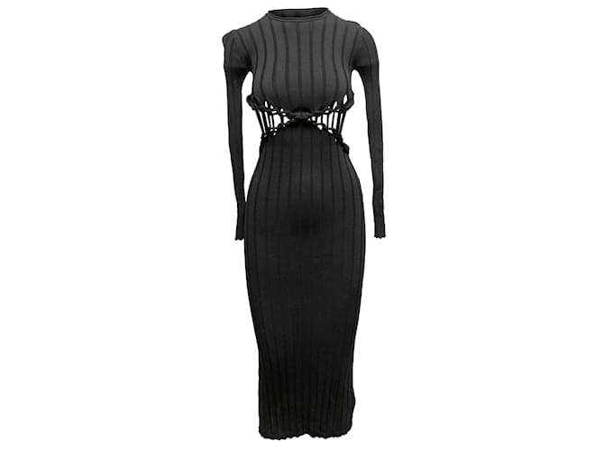 Autre Marque Black Dion Lee Rib Knit Maxi Dress Size US 2 Synthetic  ref.1175874