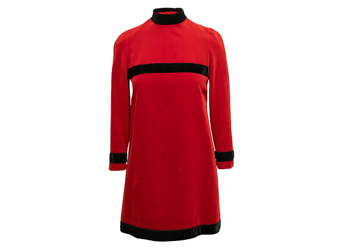 Autre Marque Vintage Red & Black Chanel Boutique Velvet Mini Dress Size FR 36  ref.1175882