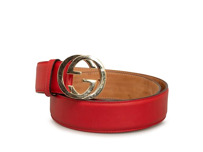 Cintura rossa Gucci intrecciata G Rosso Pelle ref.1175913 Joli Closet