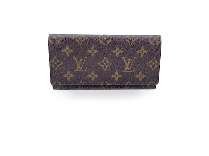 Louis Vuitton Portafoglio lungo in tela monogramma marrone vintage  ref.1175999