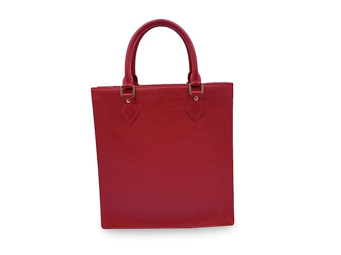 Louis Vuitton Bolsa de compras vermelha Epi Leather Sac Plat PM Tote M5274E Vermelho Couro  ref.1176005