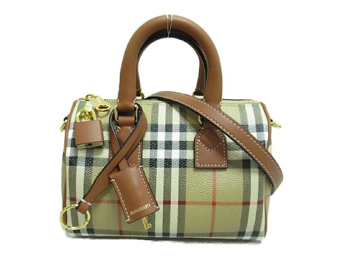 Burberry House Check Canvas Mini Handbag 8071357A9534 Brown Cloth  ref.1176027