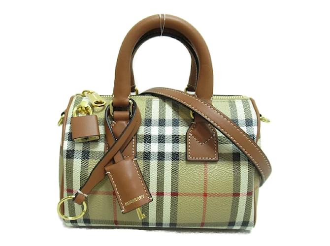 Burberry Mini sac à main en toile House Check 8071357UNE9534 Marron  ref.1176027